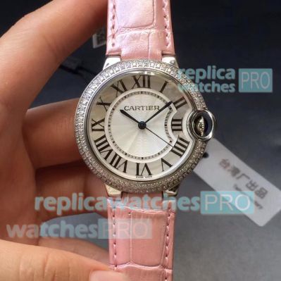 Replica TWF Cartier Ballon Bleu Swiss Quartz Diamond Bezel 36mm 